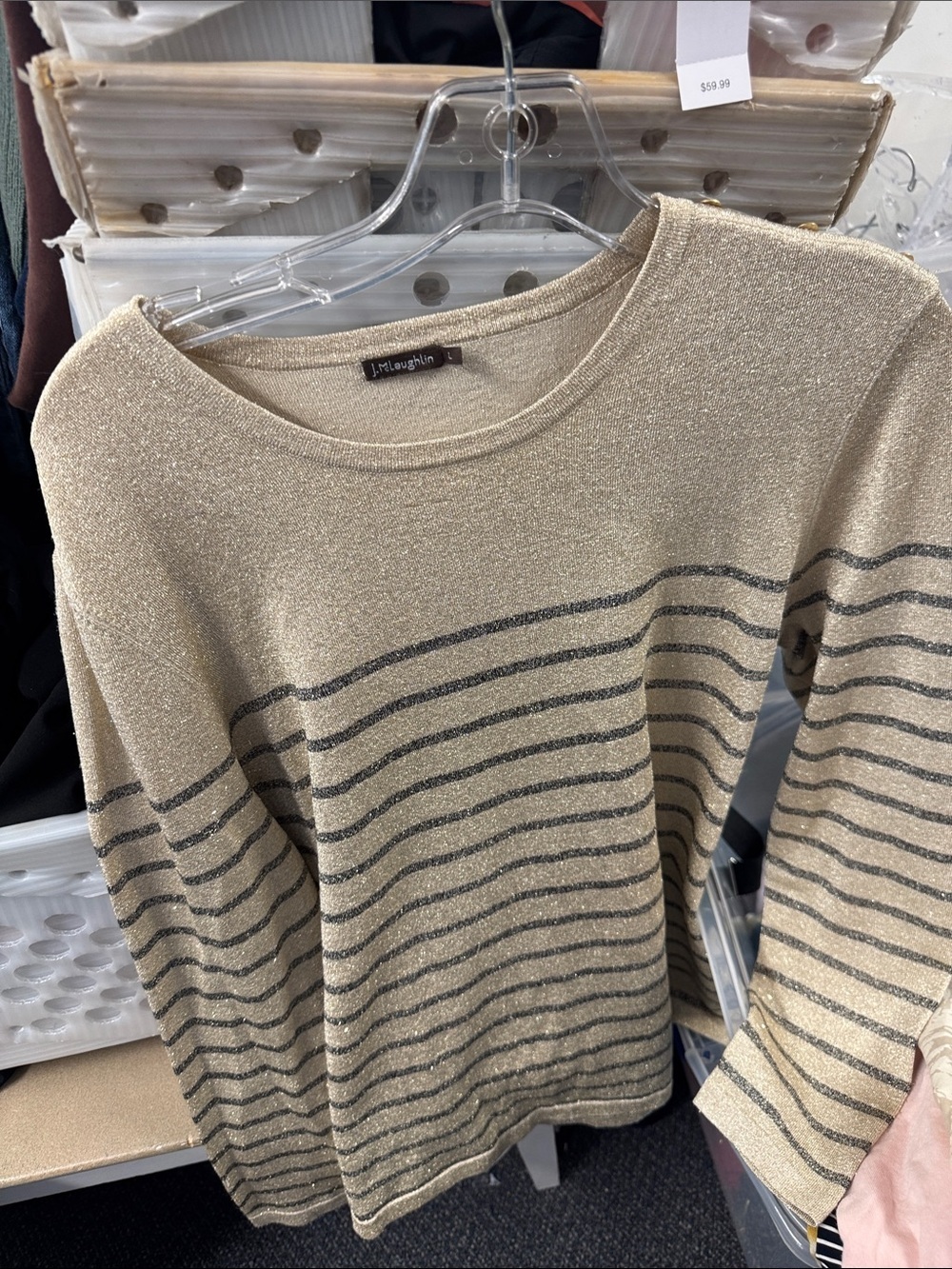 J. McLaughlin metallic striped top L // 071166